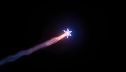Wall Mural - 3d representation of a shooting star with a sparkle effect, isolated against a pitch-black backgroun