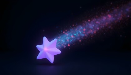 Wall Mural - 3d depiction of a shooting star with a crystalline appearance, isolated against a deep black backdro