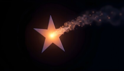 Wall Mural - a shooting star with a sparkle effect, isolated against a pitch-black background, showcasing a dynam