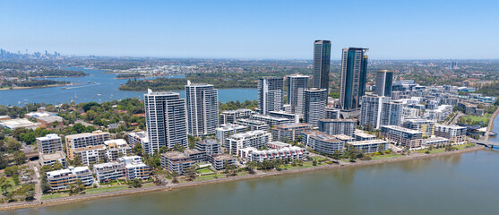 Wall Mural - the western sydney suburb of rhodes and the parramatta river.