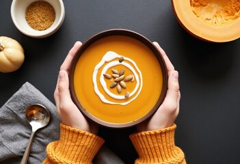 Wall Mural - pumpkin pie with leaves