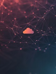 Aufkleber - Simple cloud icon appears at the center amidst a network of glowing connections, symbolizing digital storage and services in technology. Generative AI