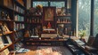 © aun - A serene image of a multi-faith prayer room with different religious texts and artifacts neatly placed on shelves