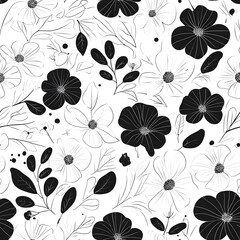 Naklejka na meble floral flower and leaf elements modern doodle illustrator seamless pattern for wallpaper or background