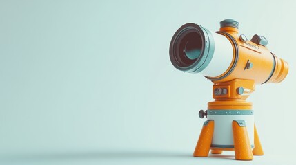 Poster - Orange telescope on white background, 3D render.
