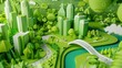 © Morto - A stylized 3D animation of a green urban biodiversity corridor with wildlife bridges, native plant gardens, and urban wildlife monitoring stations