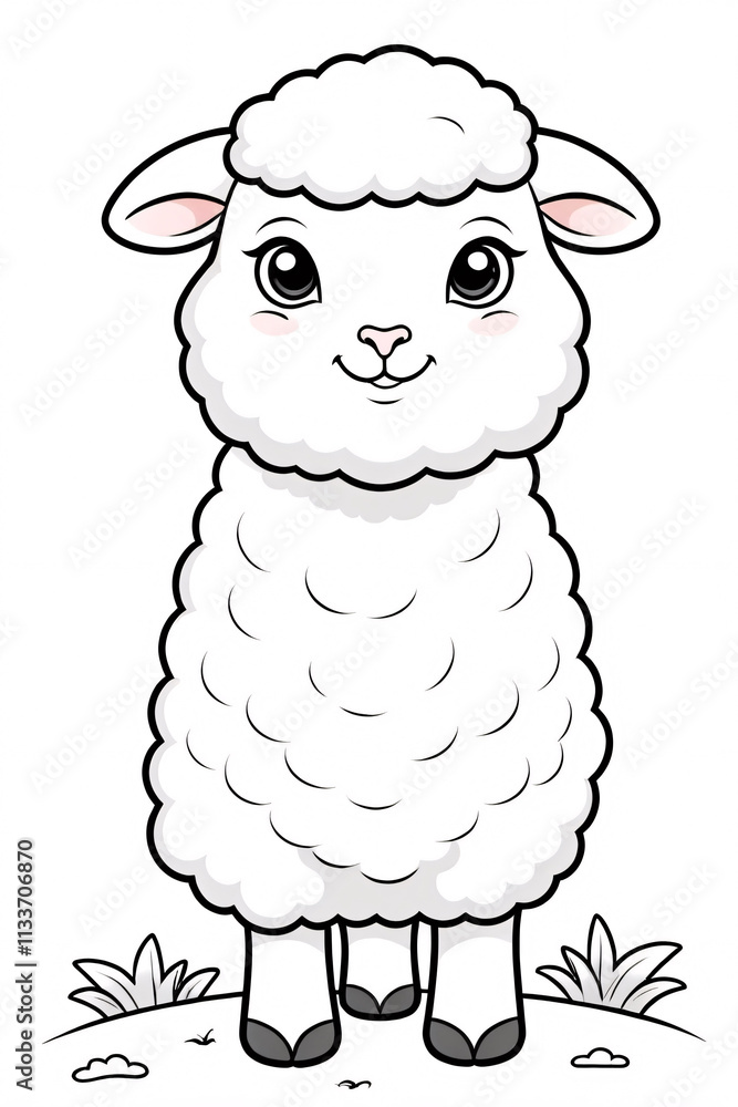 Baby Sheep Line Art with Simple Outlines for Kids to Color in Cute ...