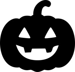 Funny Halloween pumpkin silhouette. Vector illustration isolated on a transparent background