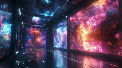 Wall Mural - vibrant cosmic space interior with stunning nebulae