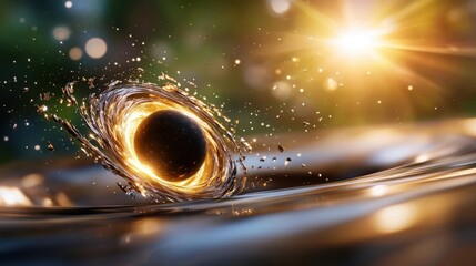 Wall Mural - Captivating abstract image showcasing a stunning golden wave of energy and light bursting with dynamic motion power and fluid elegance  The shimmering glowing liquid form creates a mesmerizing