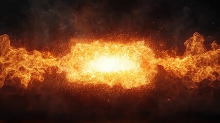 Material science alloys concept. Bright explosion of fiery particles against a dark background, depicting energy and intensity.