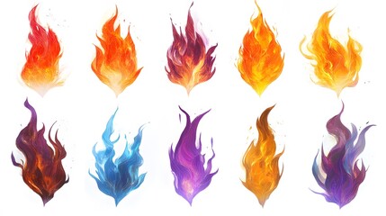 Wall Mural - Colorful Abstract Flames Collection Artistic Design