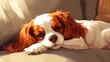 © Ziyan - Cute Cavalier King Charles Spaniel relaxing on the sofa at home.