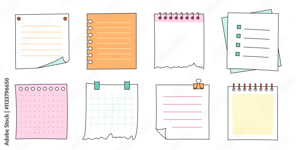 Memo frame note paper line cute planner sheet set. Notebook paper note ...