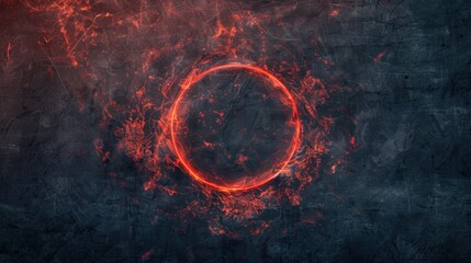 Wall Mural - bright red electric ring illuminates a dark surface, creating an eye-catching abstract art piece fil