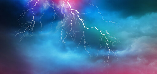 Wall Mural - lightning, thunder cloud dark cloudy sky