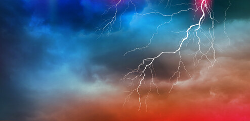 Wall Mural - lightning, thunder cloud dark cloudy sky