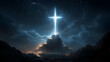 © Siasart Studio - Celestial Cross Illuminates Mountaintop Night Sky, Mystical Landscape