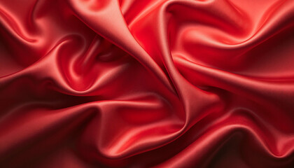 Red satin fabric with smooth texture for background or design concept
