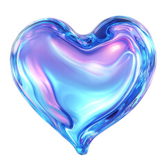 Poster - 3D Blue Holographic Love Icon on transparent Background