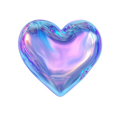 Poster - 3D Blue Holographic Love Icon on transparent Background