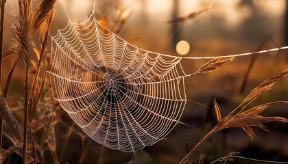 spider web with dew drops