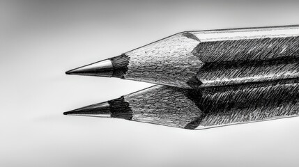 Poster - Artistic studio minimalism surreal pencil drawing creating itself in a close-up view of digital creativity