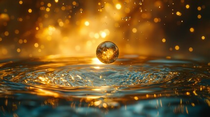 Leinwandbilder - A stunning water droplet captured midair nature photography vibrant colors inspirational concept macro viewpoint