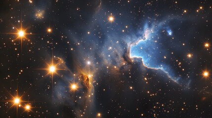 Wall Mural - Celestial Nebula Illuminated by Bright Stars in Deep Space