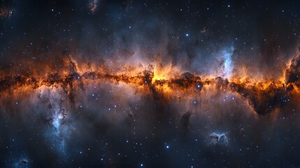 Wall Mural - Cosmic Nebula Fiery Orange And Blue Hues Across Space