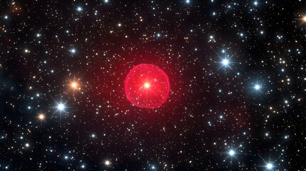 Wall Mural - Red Planetary Nebula Surrounded By Distant Stars