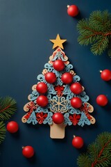 Wall Mural - christmas tree and decorations