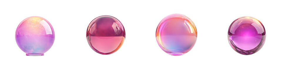Wall Mural - iridescent spherical glass orbs in vibrant holographic gradient colors abstract futuristic design co