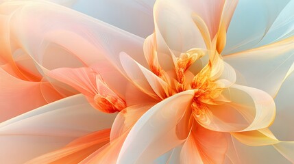 Poster - Abstract Orange and White Floral Design