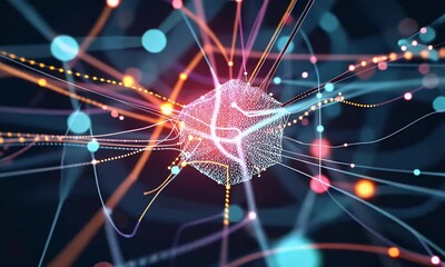 Wall Mural - abstract technology background of a quantum computing system with processor and electronic circuit. 