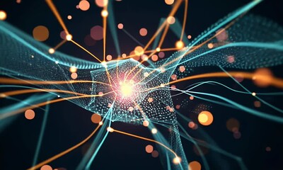 Wall Mural - abstract technology background of a quantum computing system with processor and electronic circuit. 