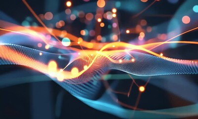Wall Mural - abstract technology background of a quantum computing system with processor and electronic circuit. 
