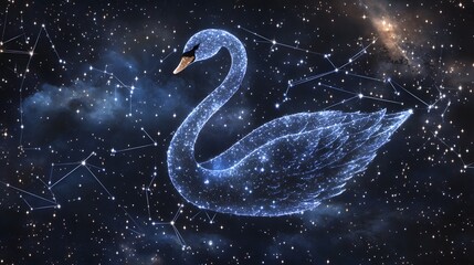 Wall Mural - Celestial Swan A Starry Constellation Formation