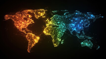 Wall Mural - colorful global network map visualization