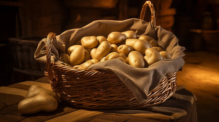 Wall Mural - Basket of Potatoes