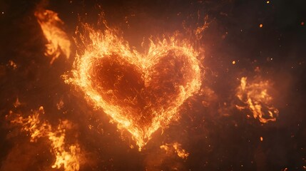 Wall Mural - Fiery Heart Burning Brightly In The Dark Night