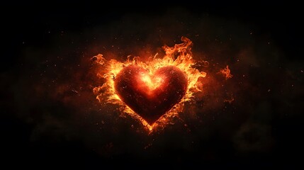 Wall Mural - Fiery Heart Burning Brightly In The Dark