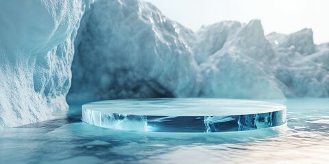 Wall Mural - a large, round ice sculpture sits in the middle of a body of water
