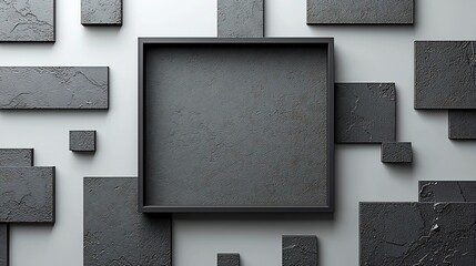 Wall Mural - sleek modernist black geometric frame on clean white background
