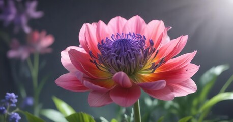 Wall Mural - soft spherical aura surrounding a delicate flower, subtle, abstract, floral
