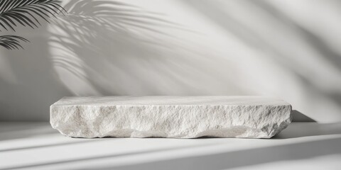 Aufkleber - White stone platform with palm shadow.