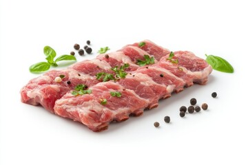 Poster - Raw pork ribs seasoned with pepper and herbs.