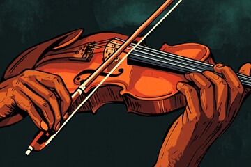 Poster - Close-up of hands playing a violin. (1)