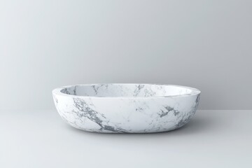 Aufkleber - Oval white marble bowl on a light grey background.