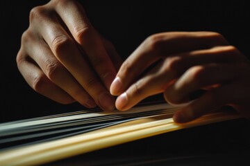 Aufkleber - Close-up of hands playing a stringed instrument.